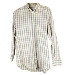 Peter Millar Mens Pastel Plaid Long Sleeve Button Front Business Casual Shirt Md